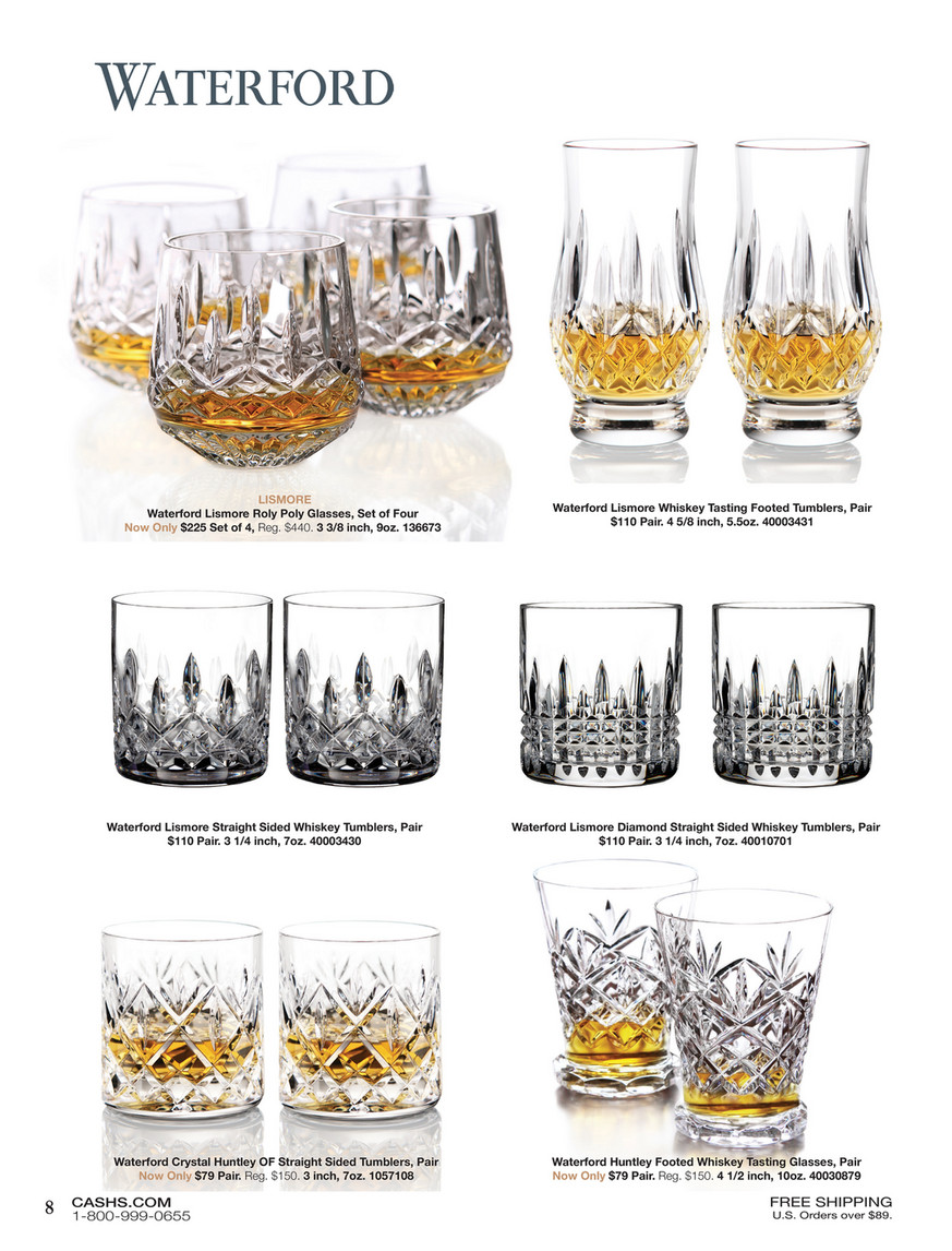 Waterford Crystal Huntley Whiskey Tumbler Glass, Set of 2, High End