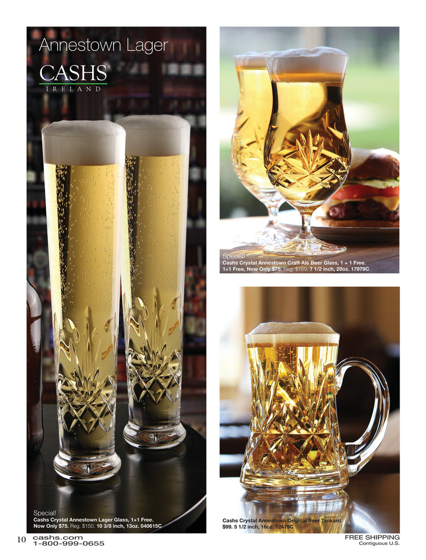 Cashs Ireland, Cooper Lager, Pilsner Beer Glass 1+1 Free