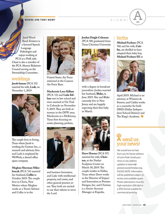 Prestonwood Christian Academy - PCA Lion's Pride Winter 2019 -20 - Page ...