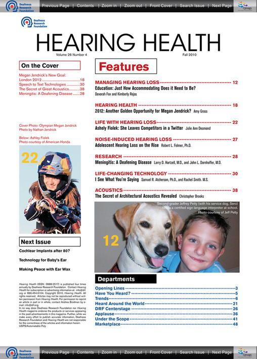 Hearing Health Foundation - Hearing Health Fall 2010 Issue - Page 2-3 ...