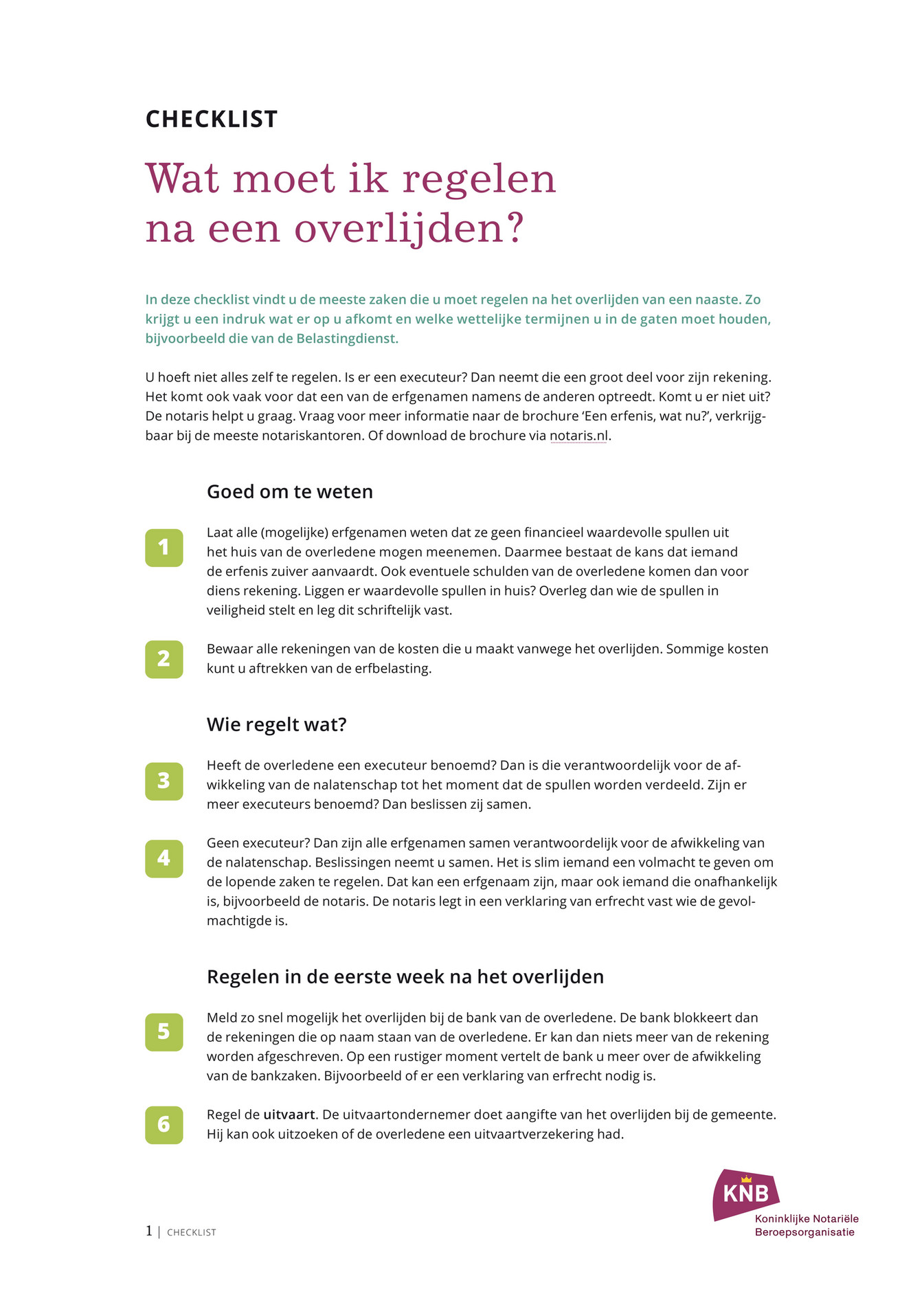 Koninklijke Notariele Beroepsorganisatie - Checklist Wat Moet Ik ...