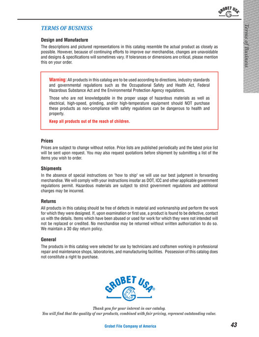 My publications Grobet USA Precision File Catalog Page 4243
