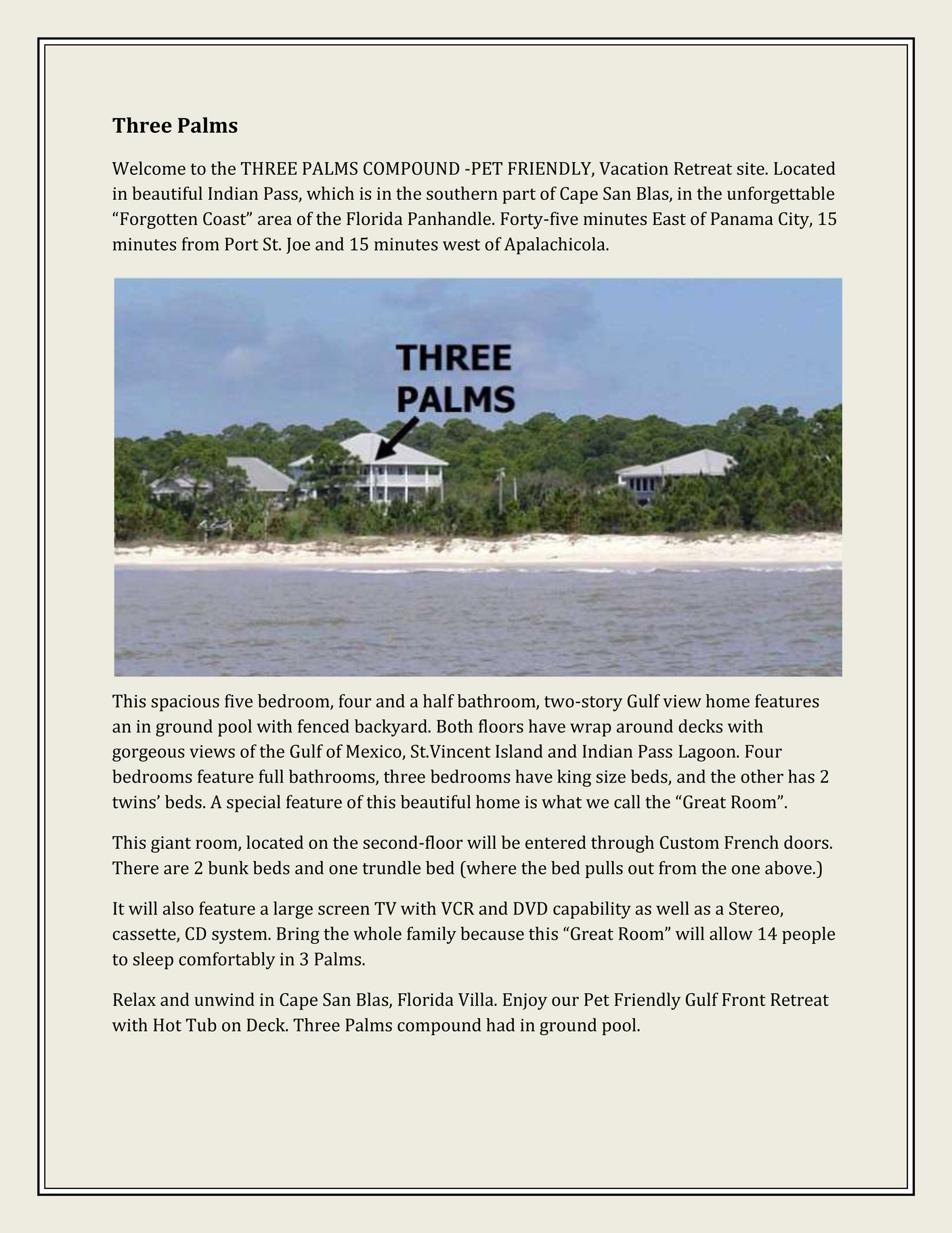 Twopalms Cape San Blas Vacations Page 1 Created With