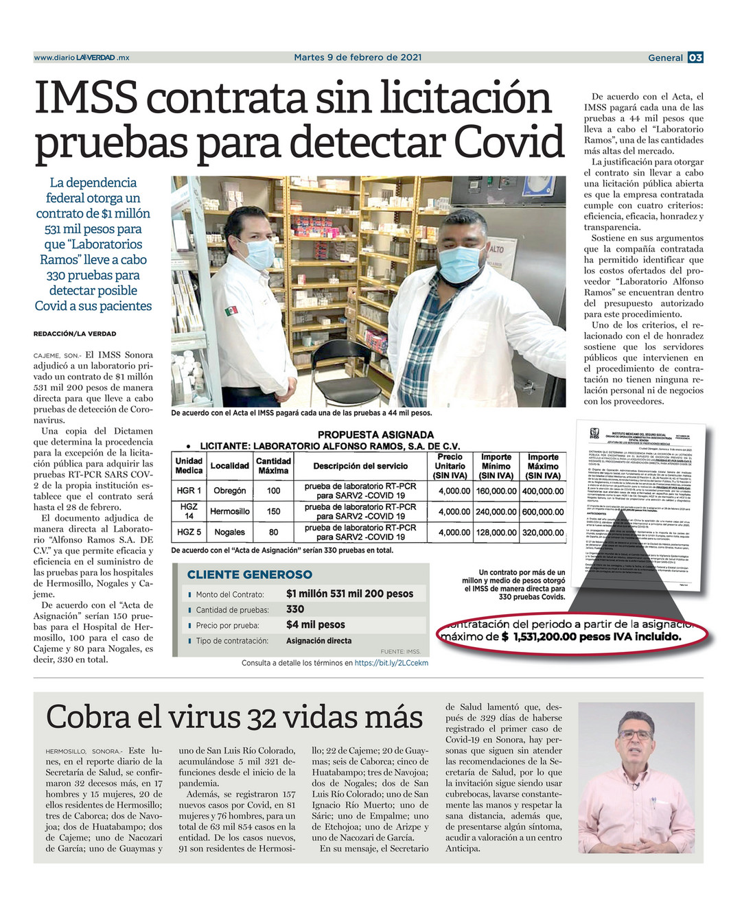 Impreso La Verdad Edicion Hermosillo 9 Febrero 21 Pagina 1 Created With Publitas Com