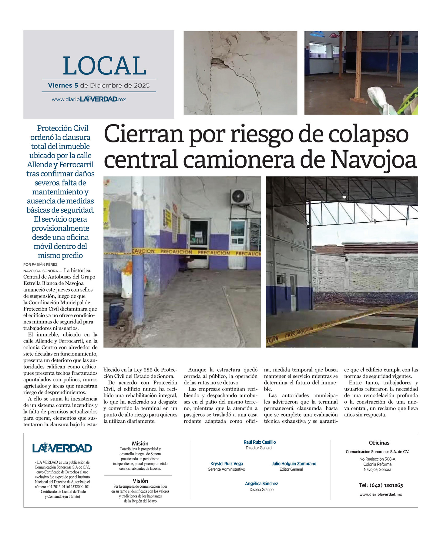 Impreso LA VERDAD - EDICION LA VERDAD 5 DE DICIEMBRE 2025 - Página 1 -  Creado con Publitas.com