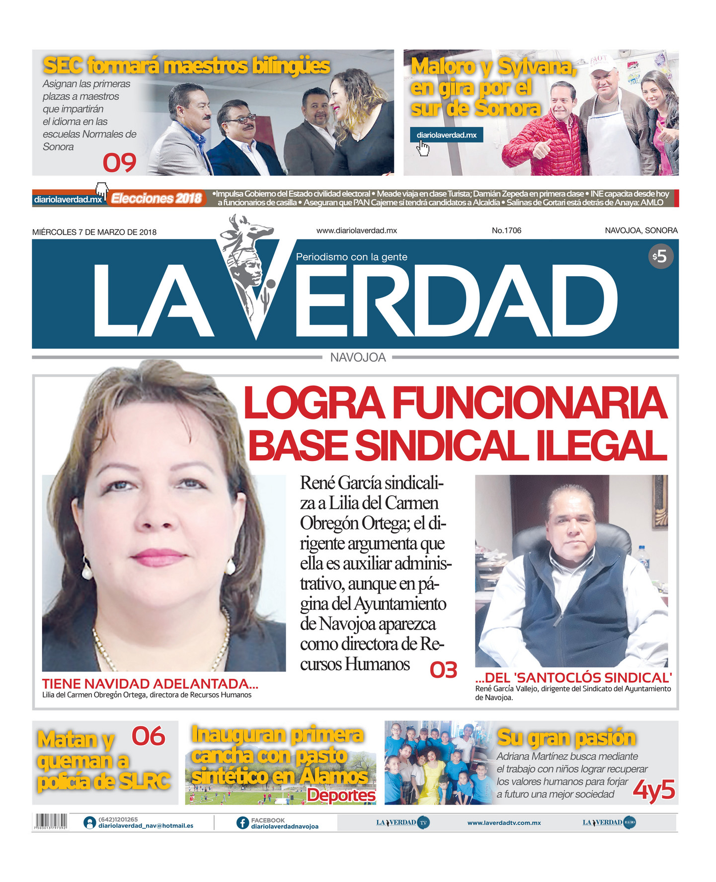 Impreso LA VERDAD EDICION 7 DE MARZO 2018 NAVOJOA Página 1819