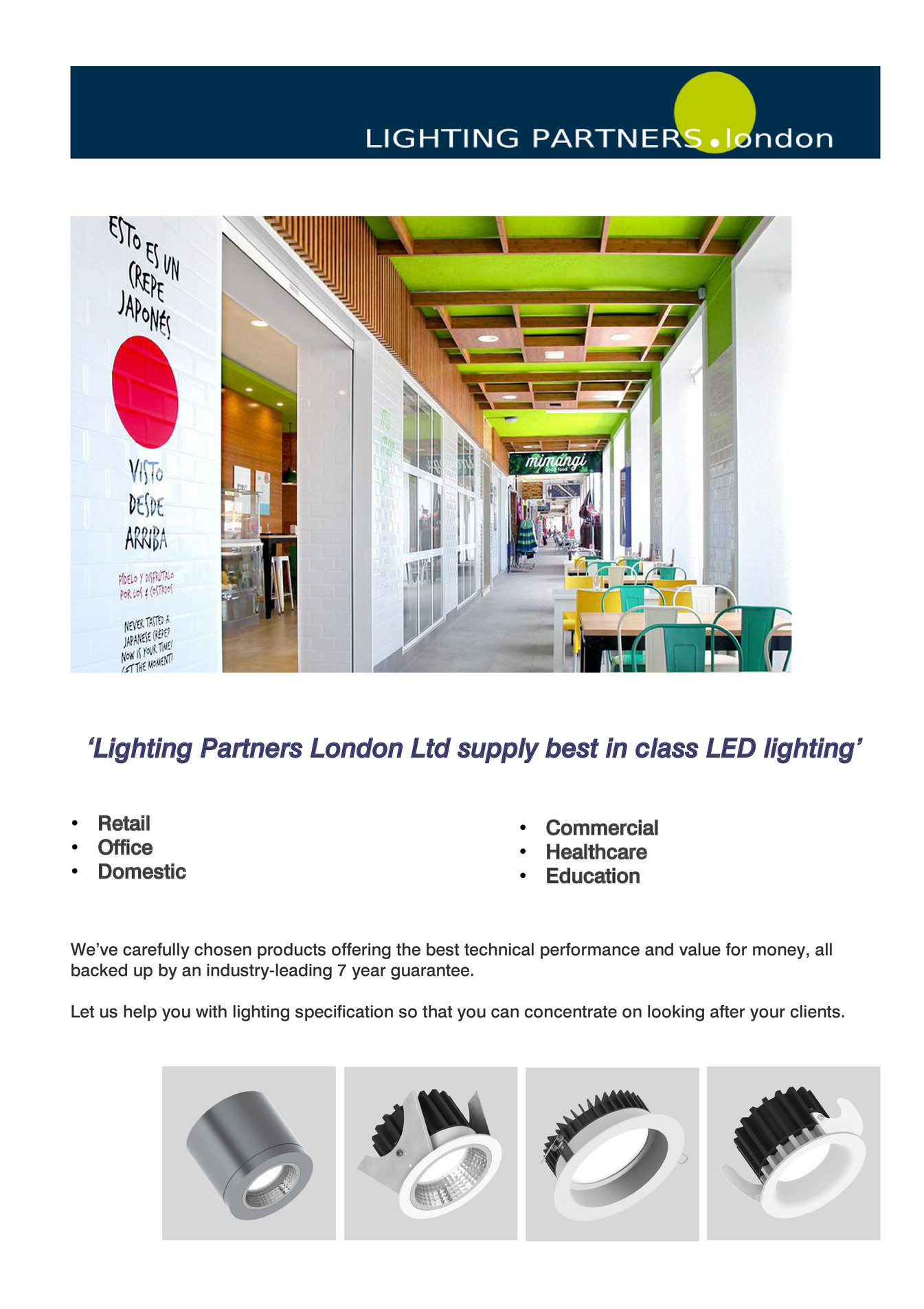 Lighting Partners London Ltd. Customer 4 page Catalogue Page 1