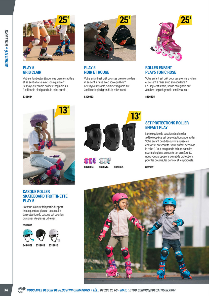 Protections enfants pour skate, roller et trottinette