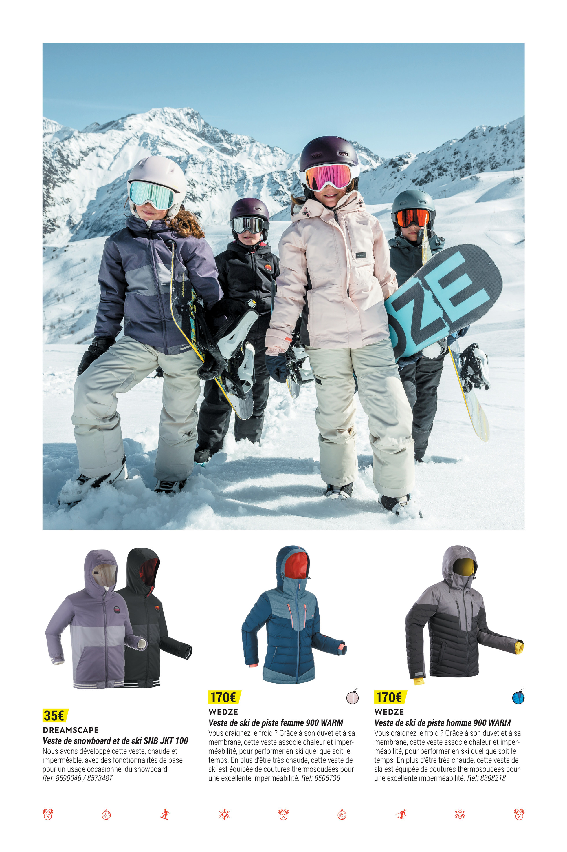 Veste snowboard Homme - SNB 100 grise DREAMSCAPE