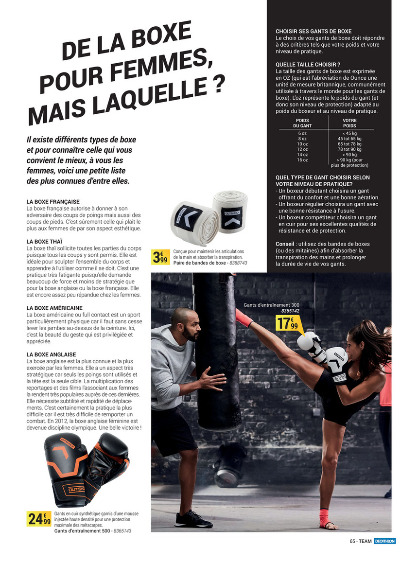 Gants de boxe femme Décathlon