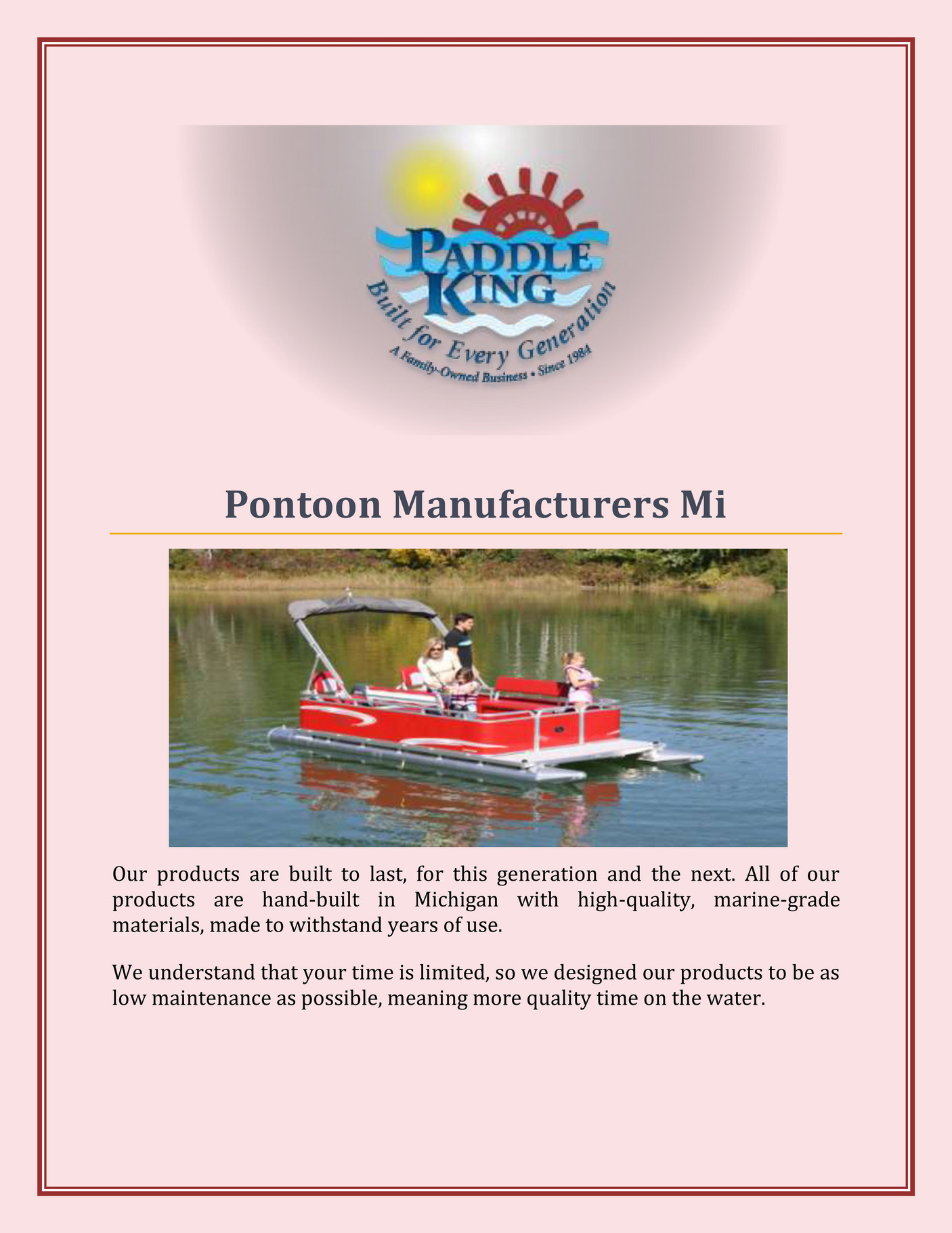 paddleking Pontoon Manufacturers Mi Page 1 Created with