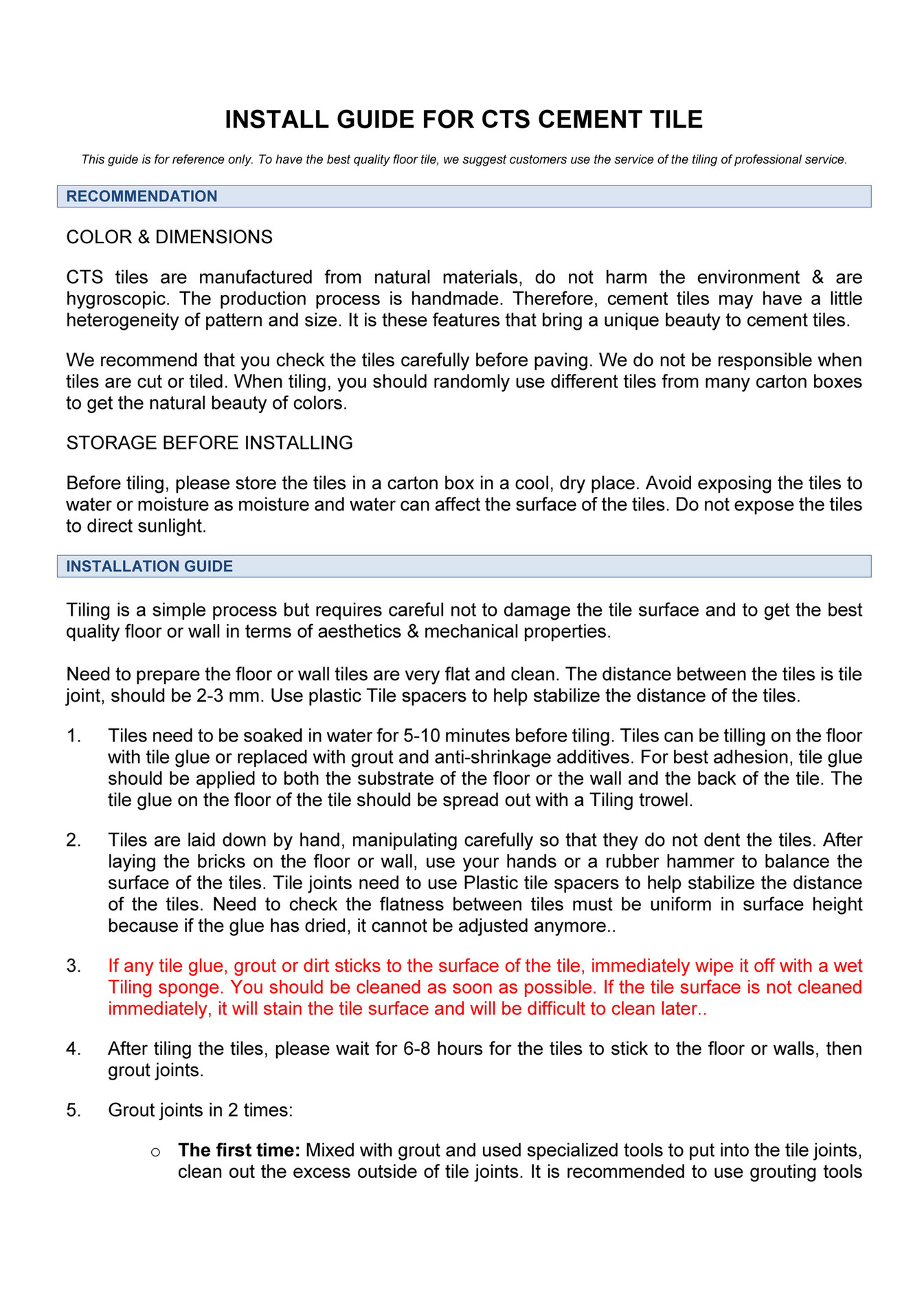 Vietnam cement tile corp How to install CTS Cement tiles Page 1