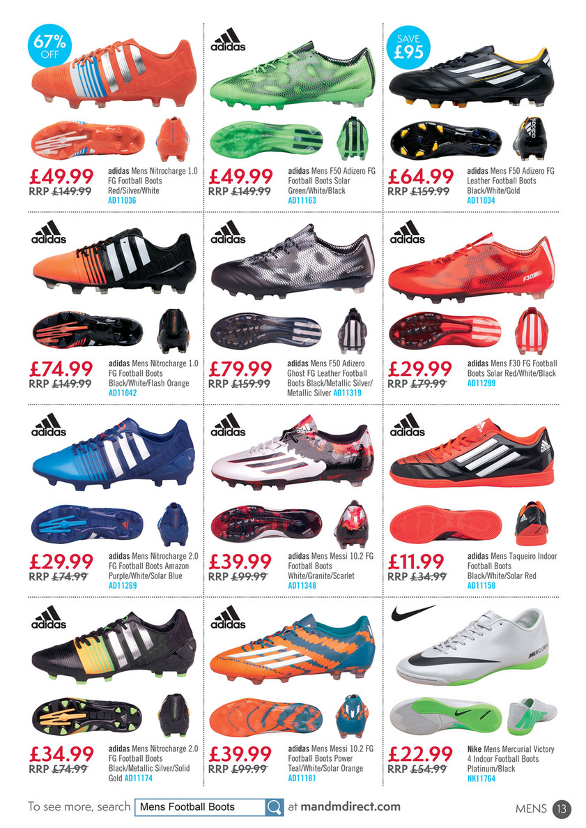 m and m direct adidas football boots