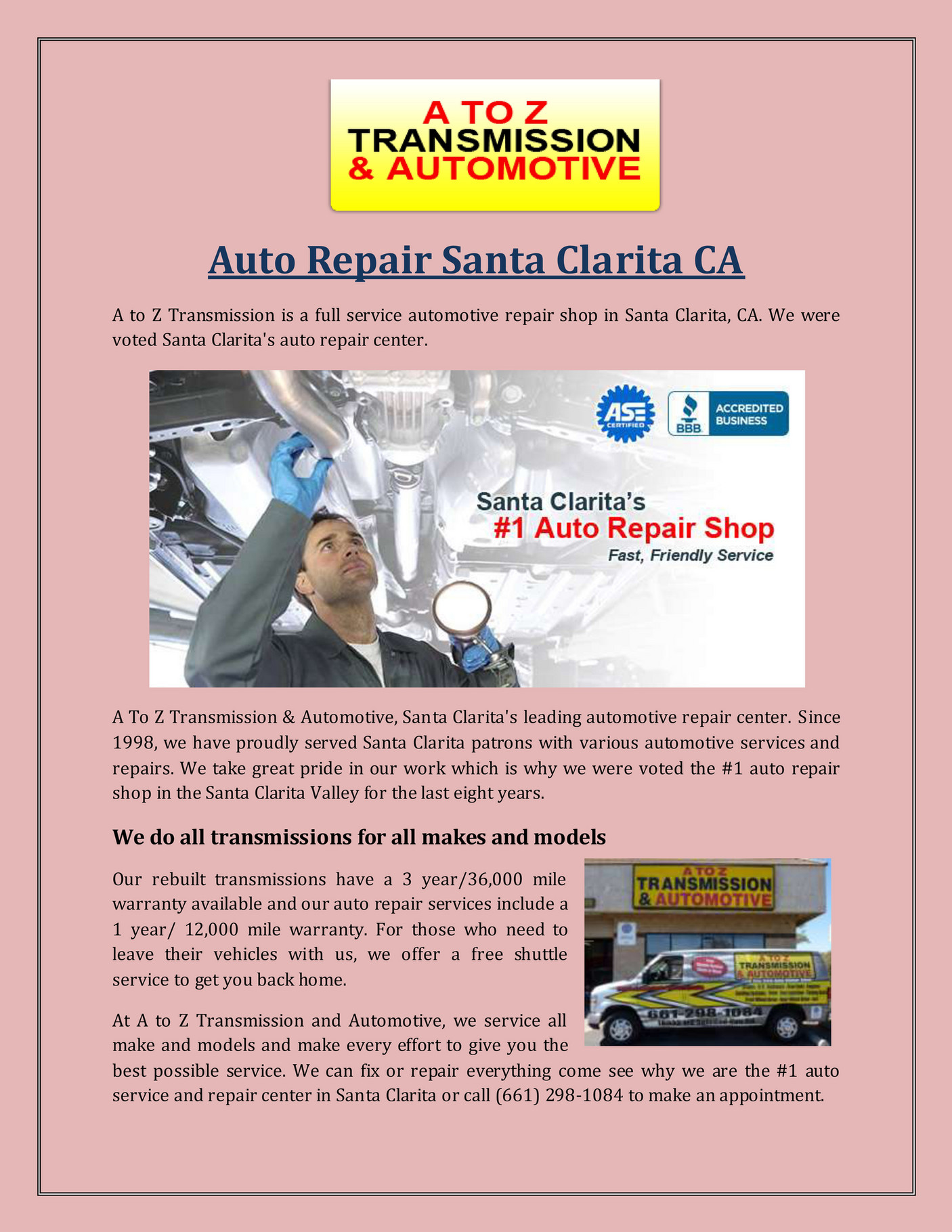 Atozta Auto Repair Santa Clarita Ca Page 1 Created With Publitas Com