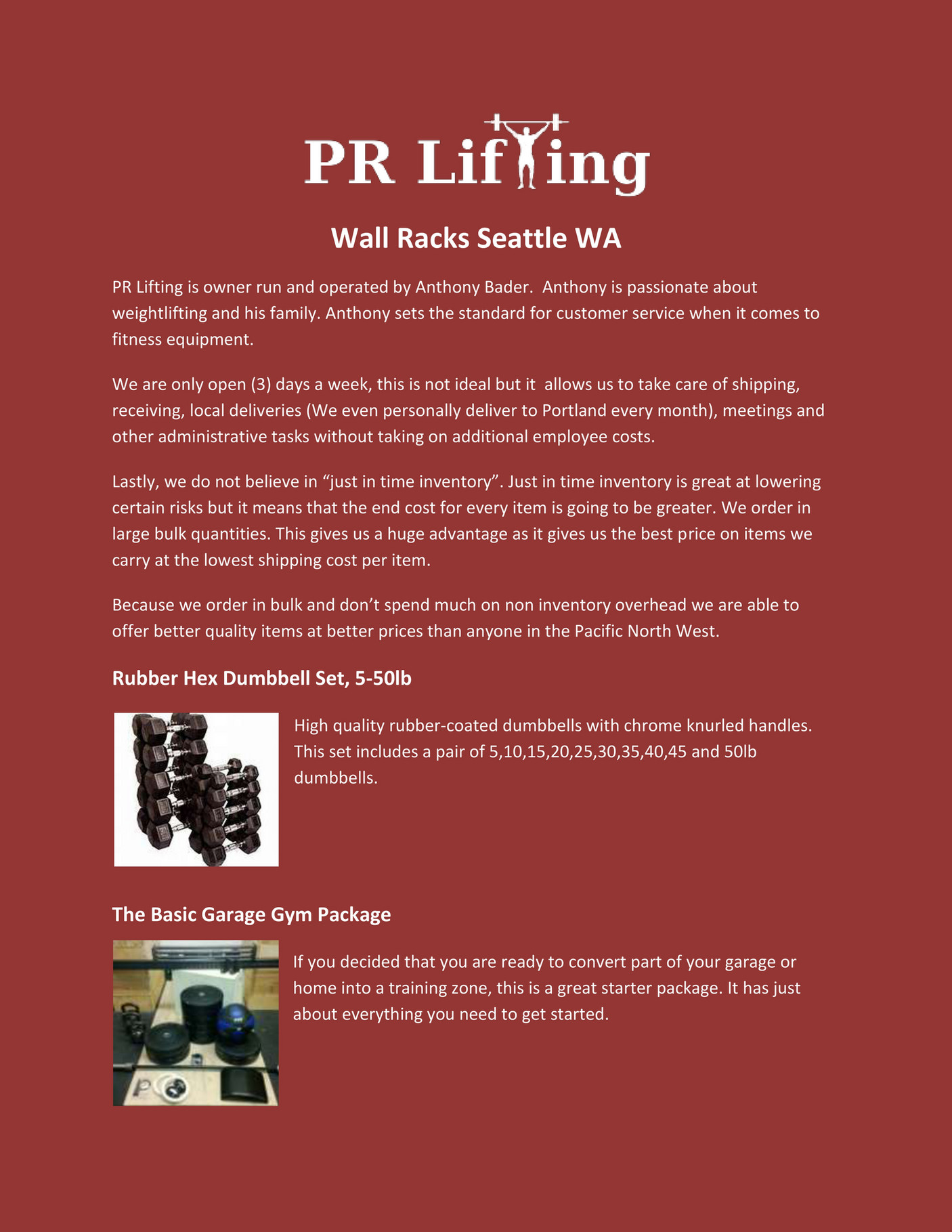 PR Lifting Wall Racks Seattle WA Page 1 Created with