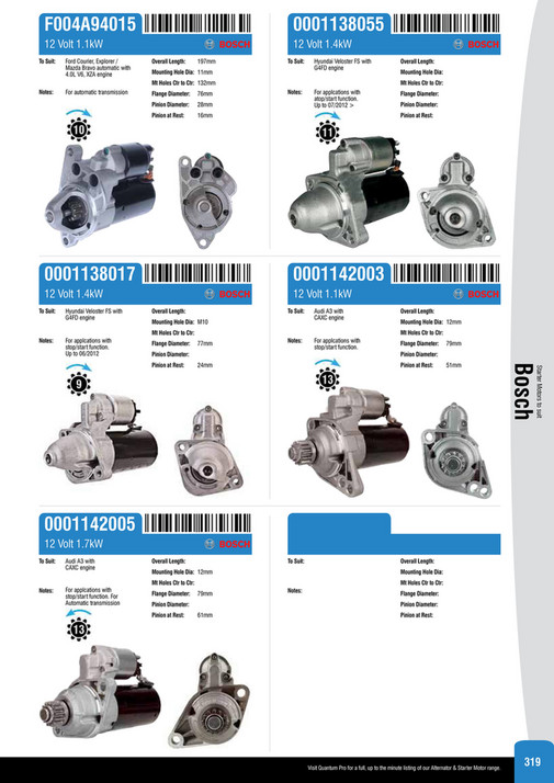 NAPA Auto Parts - Alternator & Starter Motor Catalogue 2014 - Page 316-317