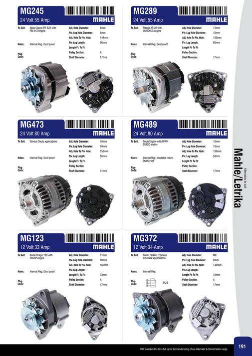NAPA Auto Parts - Alternator & Starter Motor Catalogue 2014 - Page 188-189