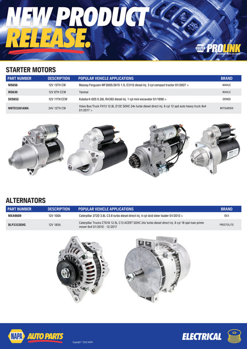 NAPA Auto Parts NP (R) 220010 Starter Motors AlternatorsSEP Page 1