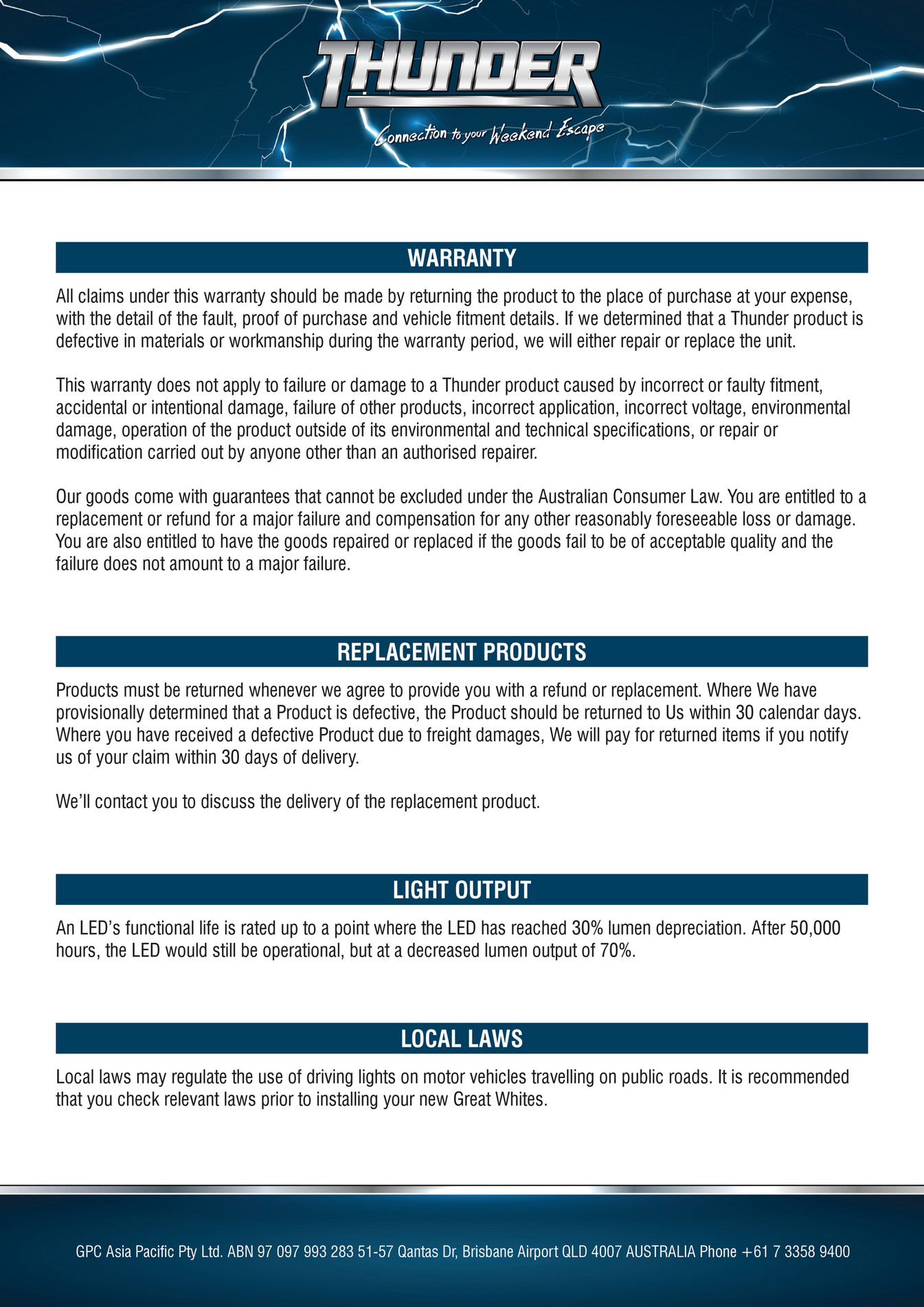 NAPA Auto Parts MS 220182 Thunder Website Warranty Flyer 2022 Page 1