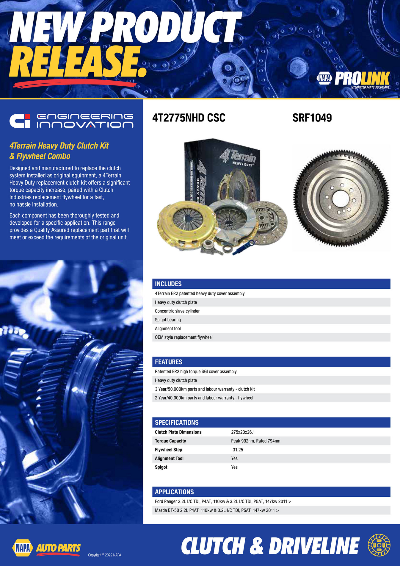 NAPA Auto Parts NP (A) 220019 Clutch Industries 4THD Flywheel Combo Ford AU LR Page 1