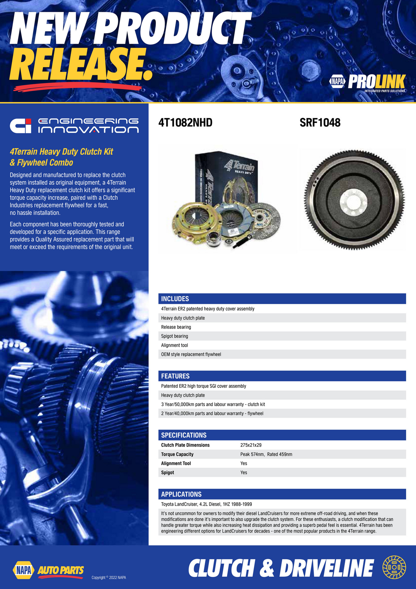 NAPA Auto Parts NP (A) 220019 Clutch Industries 4THD Flywheel Combo