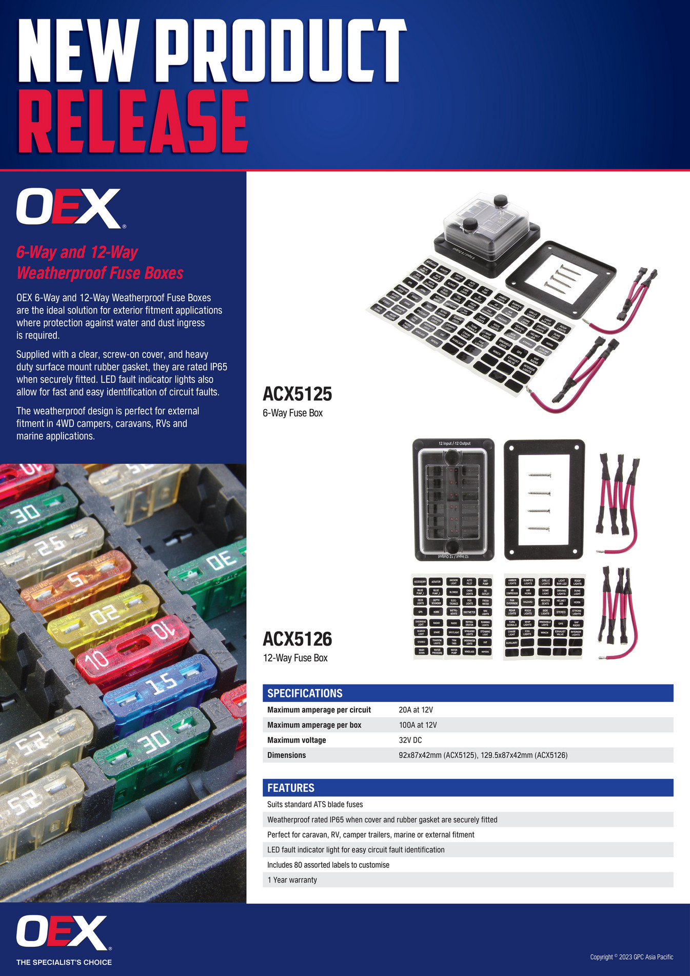 NAPA Auto Parts NP (OEX) 230001 OEX Weatherproof Fuse Boxes Page 1