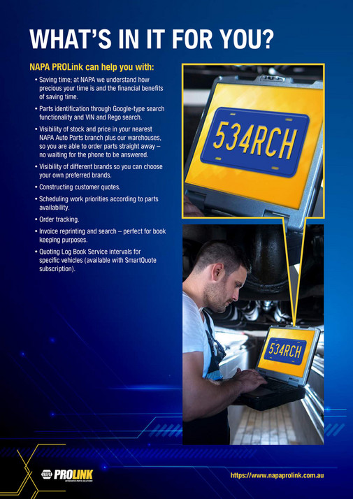 NAPA Auto Parts NAPA PROLink Booklet 8pp 2022 Page 23
