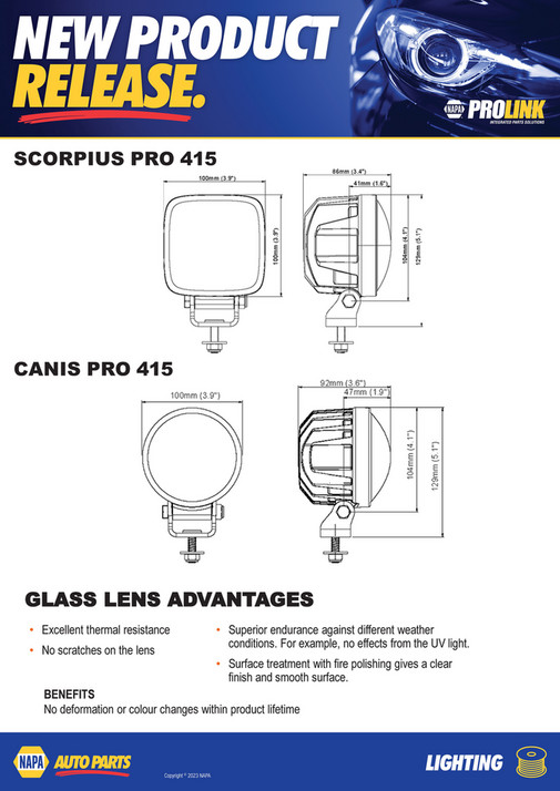 NAPA Auto Parts NP (A) 230012 Nordic Phenom Optics Work Lights Page 3