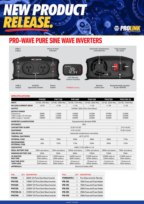 NAPA Auto Parts NP (A) 230017 Projecta ProWave InverterLR Page 2