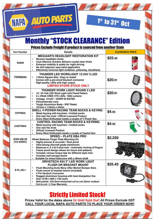 NAPA Auto Parts - NAPA October Monthly Clearance COMBO - Page 10-11