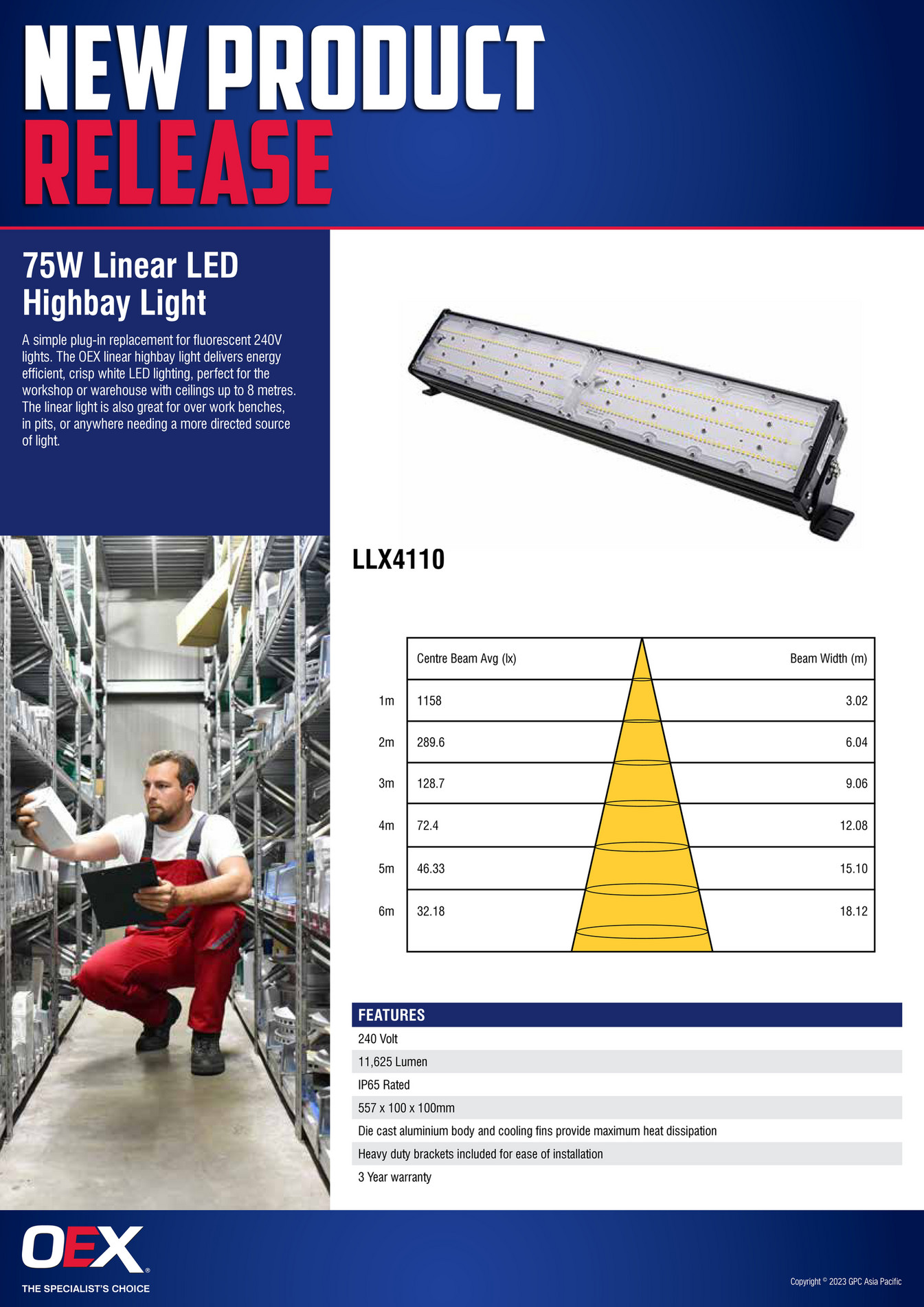 NAPA Auto Parts NP (OEX) 230026 75W Linear LED Highbay Light