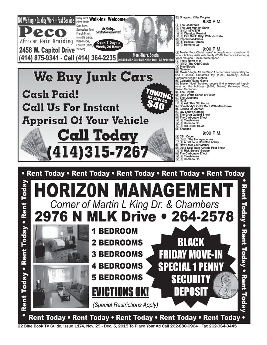 Blue Book Milwaukee Issue 1174 Nov 29 Dec 5 15 Blue Book Milwaukee Page 24 25 Created With Publitas Com