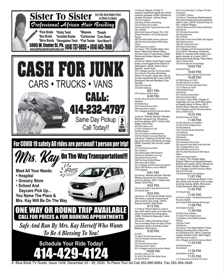 Blue Book Milwaukee Tv Guide Call 2621 0 6964 To Place Your Ad Page 1 Created With Publitas Com