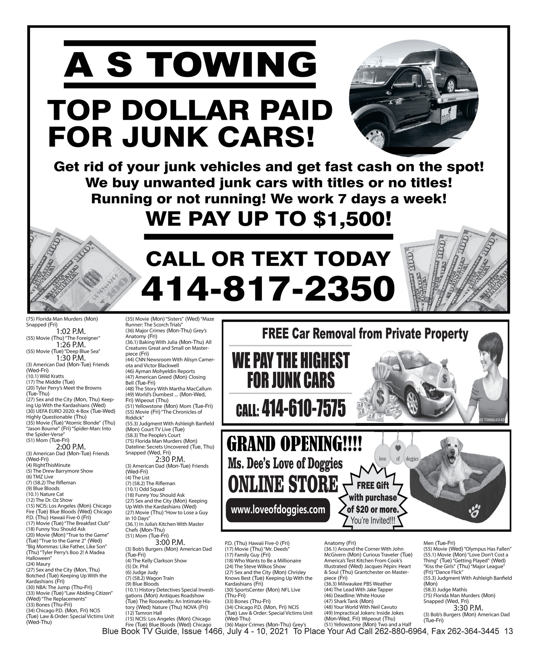 BLUE BOOK MILWAUKEE TV GUIDE CALL 262-880-6964 TO PLACE YOUR AD TODAY -  Page 1 - Created with Publitas.com