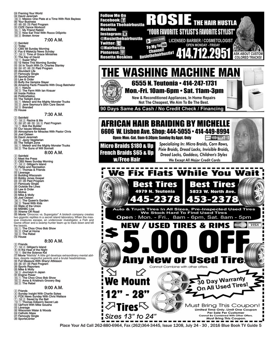 Blue Book Milwaukee Issue 18 July 24 30 16 Blue Book Milwaukee Call 262 0 6964 To Place Your Ad Page 1 Created With Publitas Com