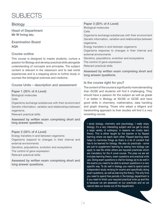 My publications Reed's School Sixth Form Handbook 2022/23 Page 10