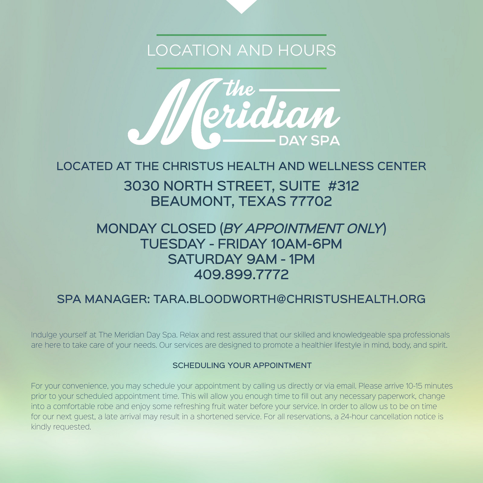 CHRISTUS HWC The Meridian Day Spa Brochure Page 2 3 Created