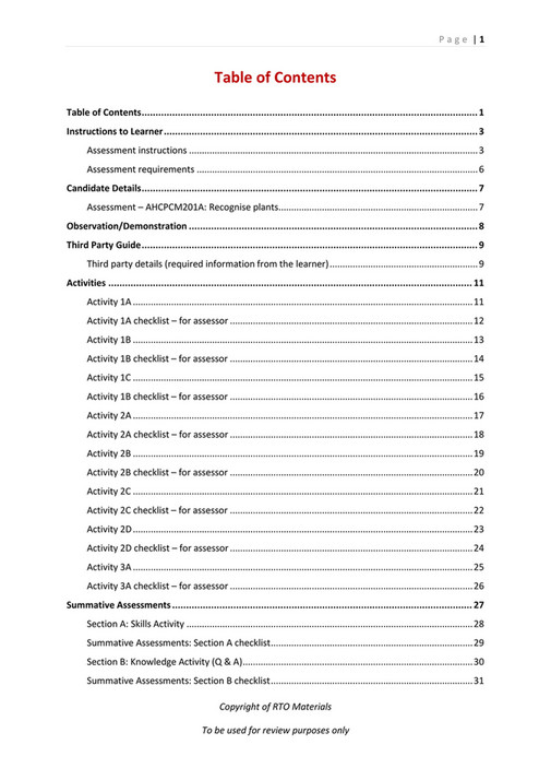 RTO Materials - AHCPCM201A Learner Workbook V1.0 - Page 1