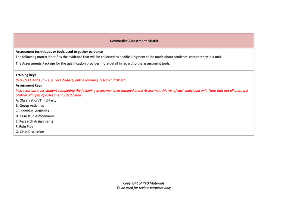 RTO Materials - Training and Assessment Strategy Template V6.0 - Page 6