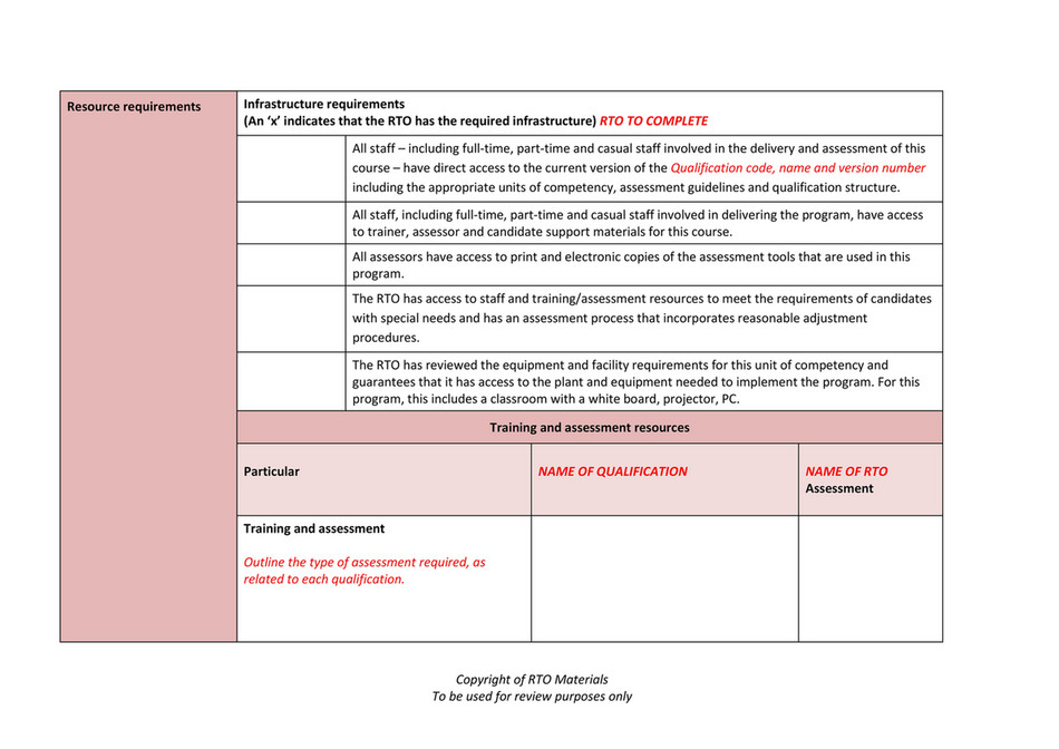 RTO Materials - Training and Assessment Strategy Template V6.0 - Page 11