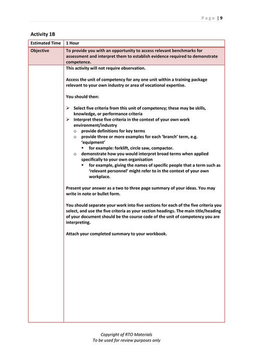 RTO Materials - TAEASS502 Learner Workbook V1.0 - Page 8-9
