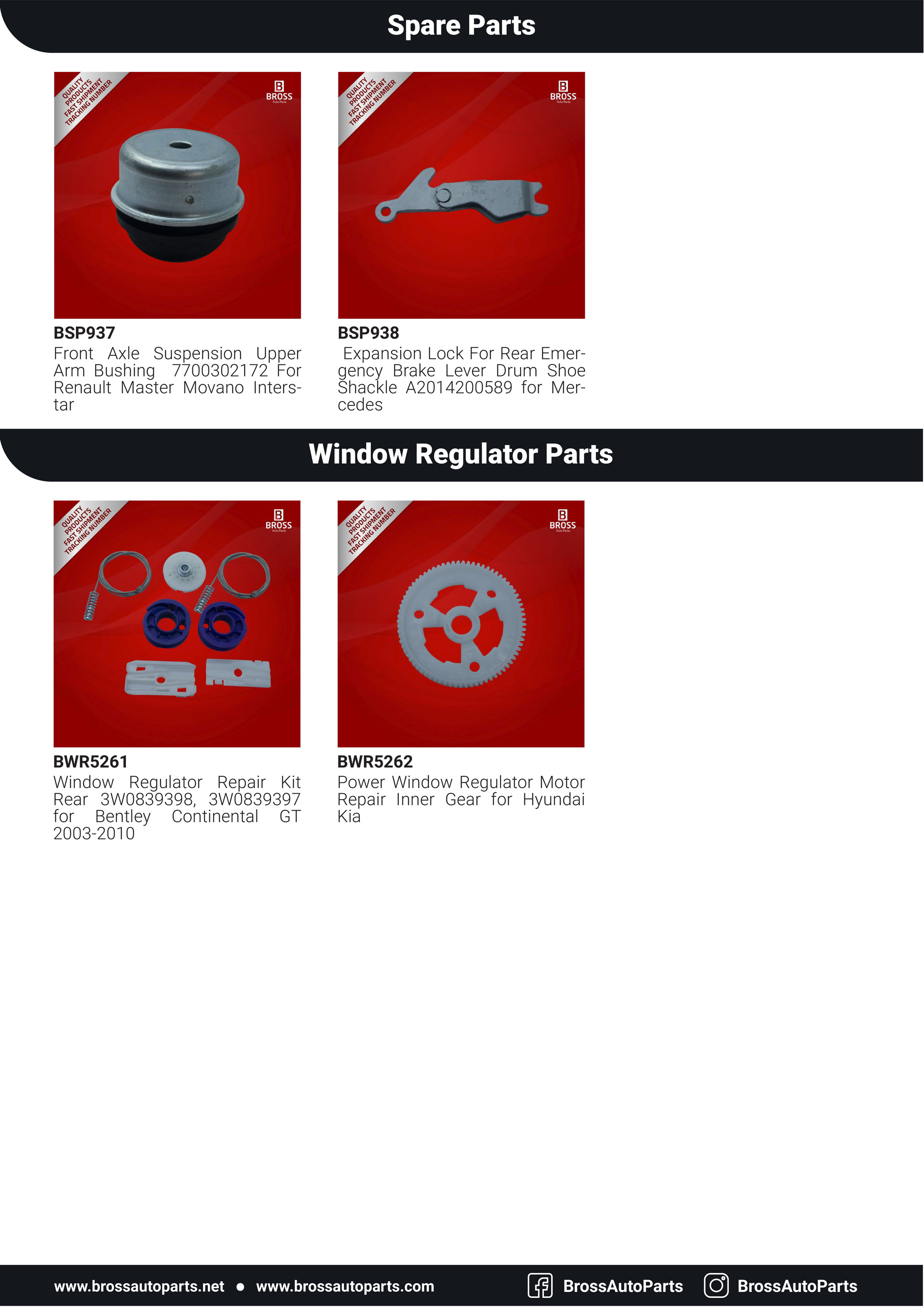 MOTORS 3W0839397 for Bentley Continental GT Window Regulator Repair Kit