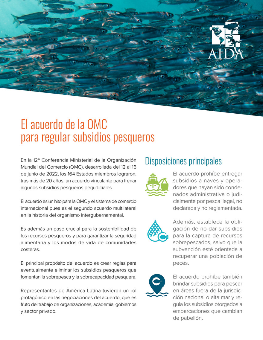 El acuerdo de la OMC para regular subsidios pesqueros  Interamerican  Association for Environmental Defense (AIDA)