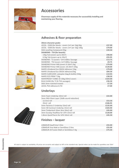 chaunceys retail price list