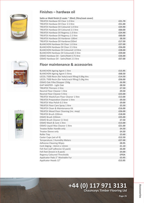 chaunceys retail price list