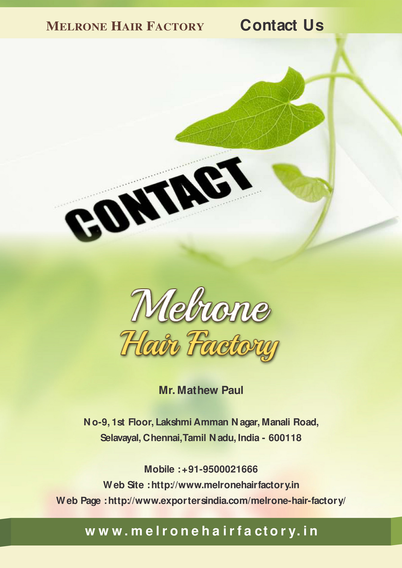  - Melrone Hair Factory Tamil Nadu India - Page 6-7 -  Created with 
