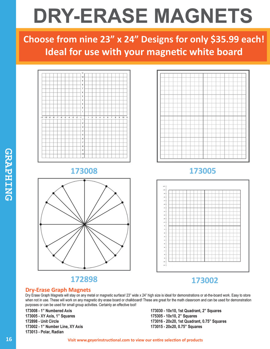 Geyer Instructional Products Magnet Dry Erase Grid Squares
