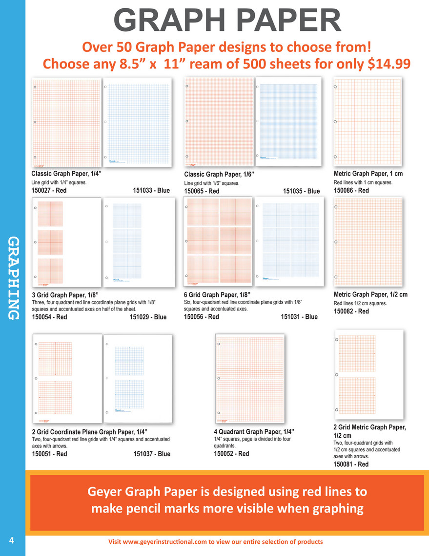 Graph Paper: Red 1/2 Grid - Pack of 500 - Math Manipulatives, Supplies &  Resources