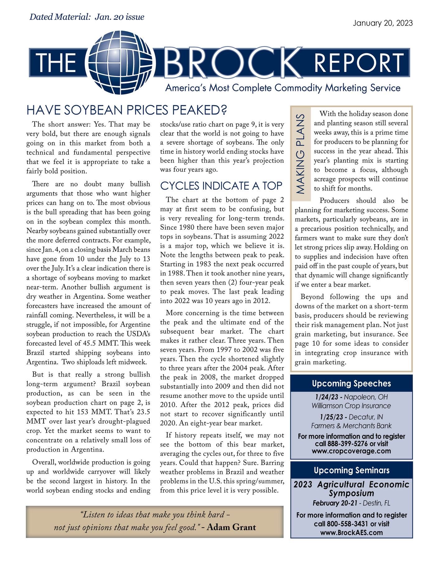Brock Associates - 3-1-2023 Best of The Brock Report - Page 1