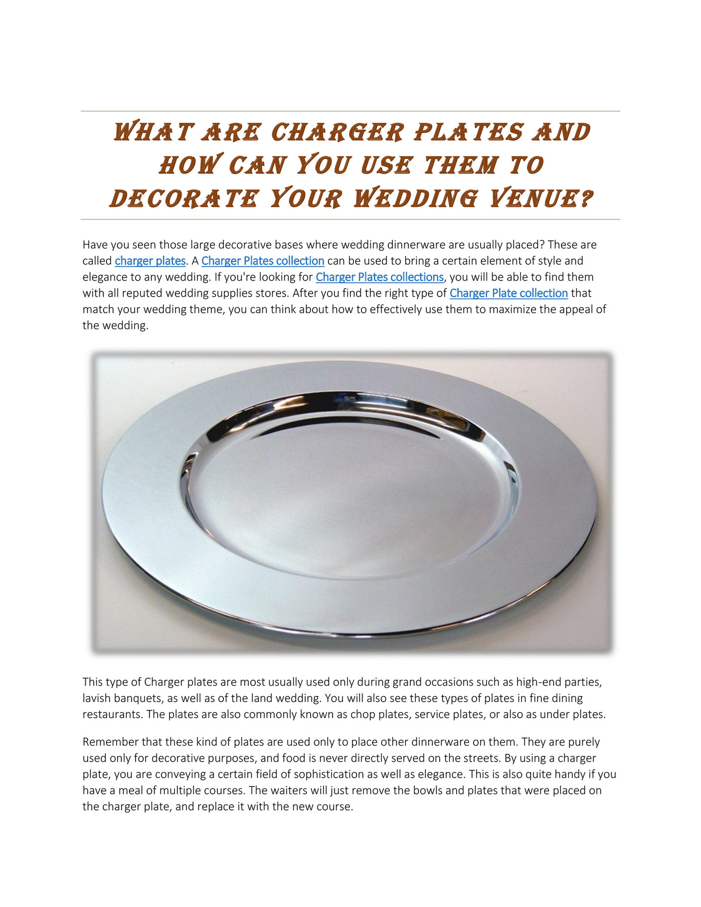 My Publications Charger Plates Collection Page 1 Created